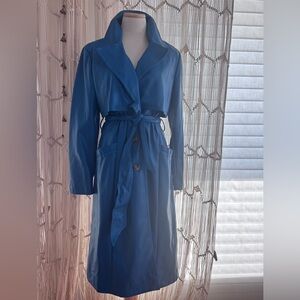 Electric blue, stunning, vegan leather trenchcoat BNWT